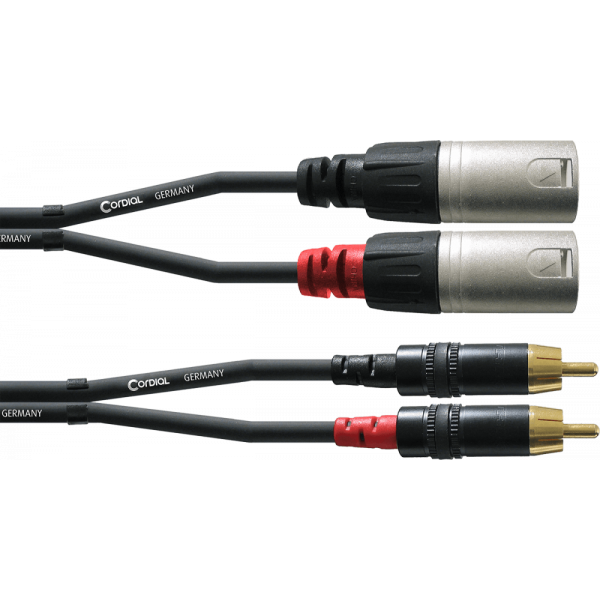 CORDON DOUBLE XLR MALE VERS DOUBLE RCA 3 METRES